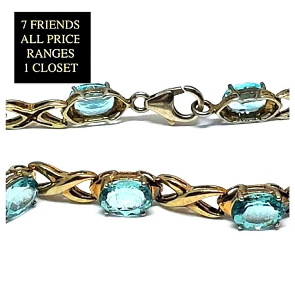 Vintage Apatite Sterling Silver w/ Gold Overlay Bracelet.